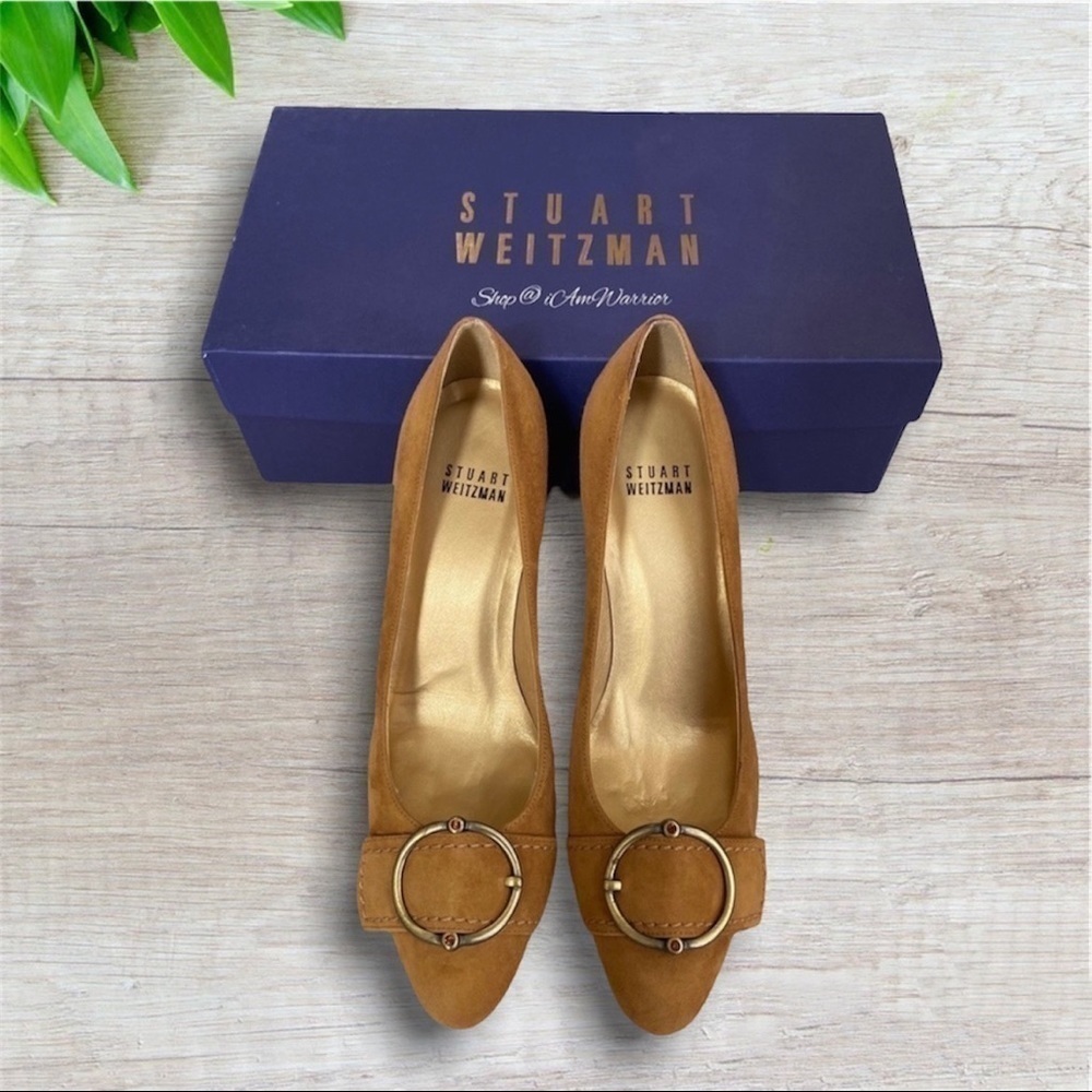 Stuart Weitzman *RARE* NIB caramel suede buckle pumps *shop@iamwarrior - Picture 2 of 12